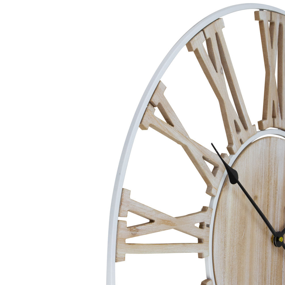 28" Metal Framed Roman Numeral Battery Operated Round Wall Clock
