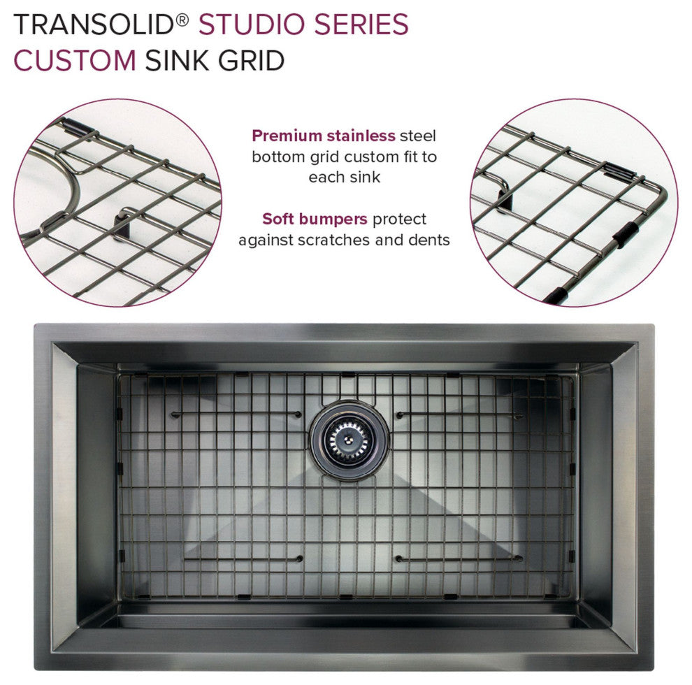 Transolid 14 Gauge Super Single Bowl Undermount Stainless Steel Kitchen Sink, Pvd Gun Metal