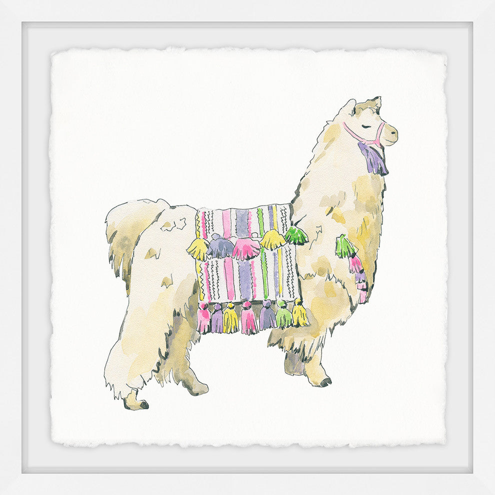 "Regal Alpaca" Framed Painting Print, 18"x18"