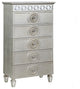 Benzara BM275684 Modern Tall Dresser Chest With 5 Drawers, Round Knobs, Silver