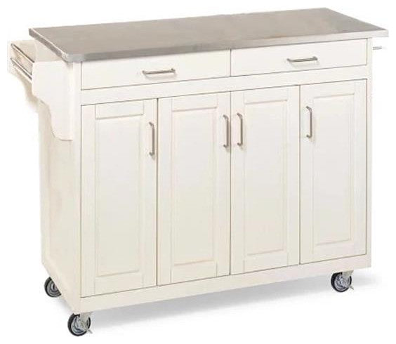 Homestyles Create-a-Cart Wood Kitchen Cart in Off White