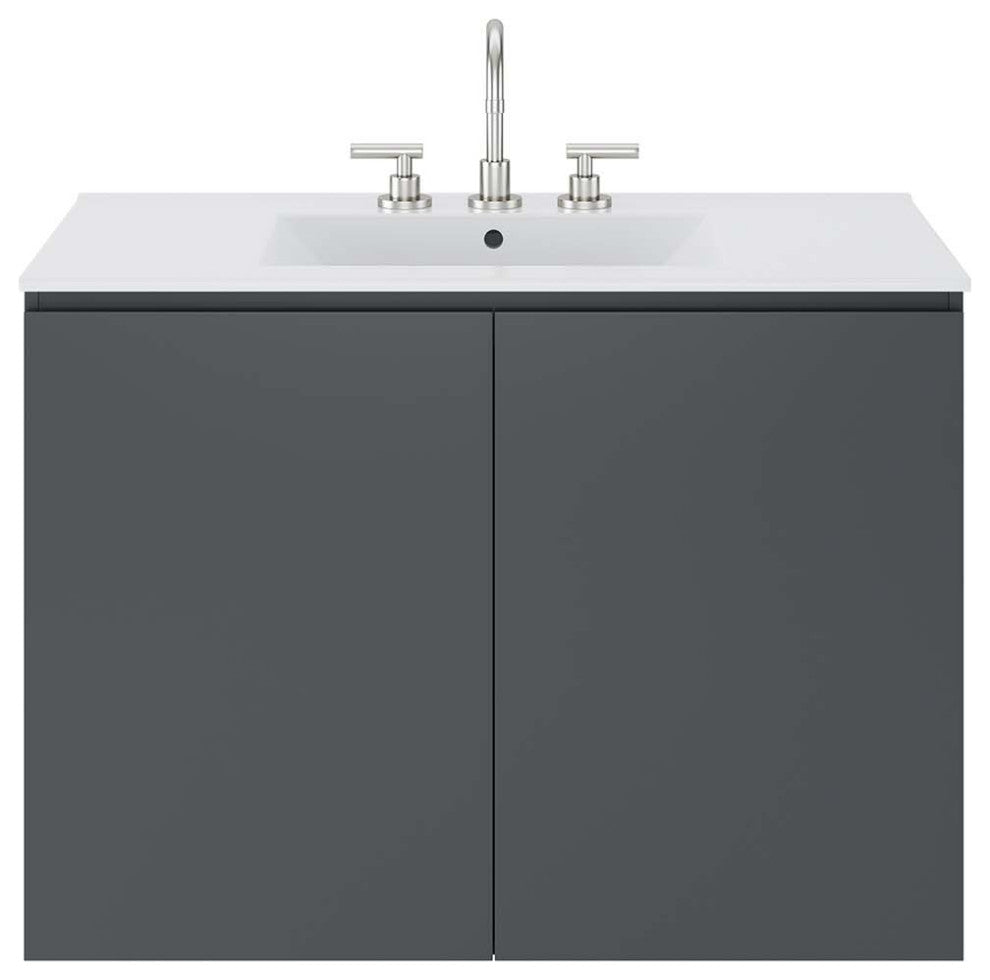 Bryn 36" Wall-Mount Bathroom Vanity, Gray White