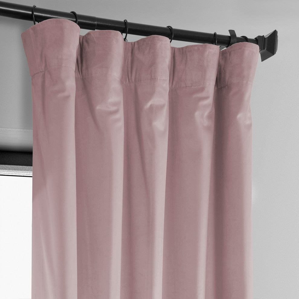 Heritage Plush Velvet Curtain Single Panel, Ballet Pink, 50"x84"