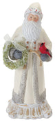 Santa Figurine With Cardinal and Wreath 12"H