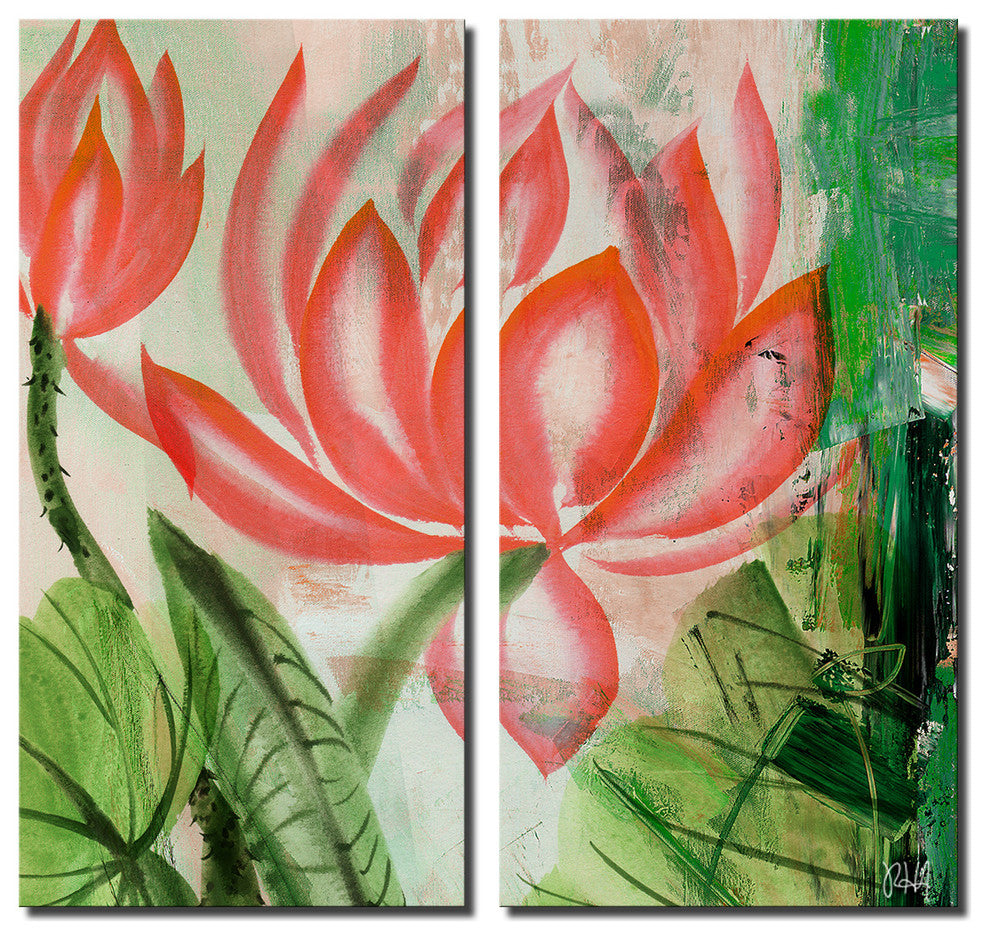 Painted Petals LIII 2-Piece Canvas Art Set, 24"x12"