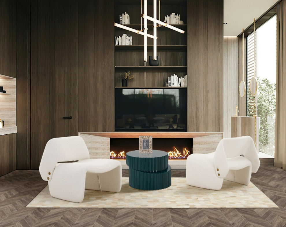 Modrest Tristan Modern Off White Fabric Accent Chair