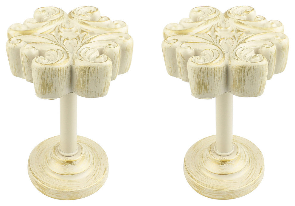 Urbanest Set of 2 Acanthus Medallion Drapery Holdback, Gilded French White