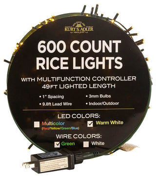 600 Light, 49' Warm White LED Rice Light Set