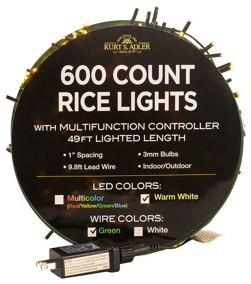 600 Light, 49' Warm White LED Rice Light Set