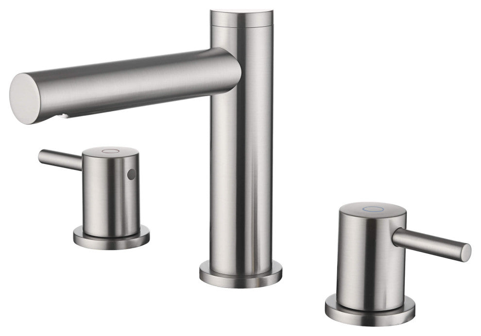 Circular 8" Bathroom Sink Widespread Faucet with Drain Assembly, Brushed Nickel