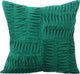 Green Decorative Pillow Covers 22"x22" Cotton, Dark Green Pintuck Block
