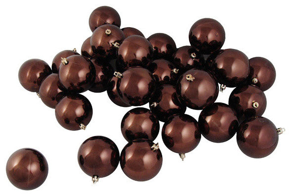 2.5" Shiny Shatterproof Christmas Ball Ornaments, 60-Piece Set, Chocolate Brown