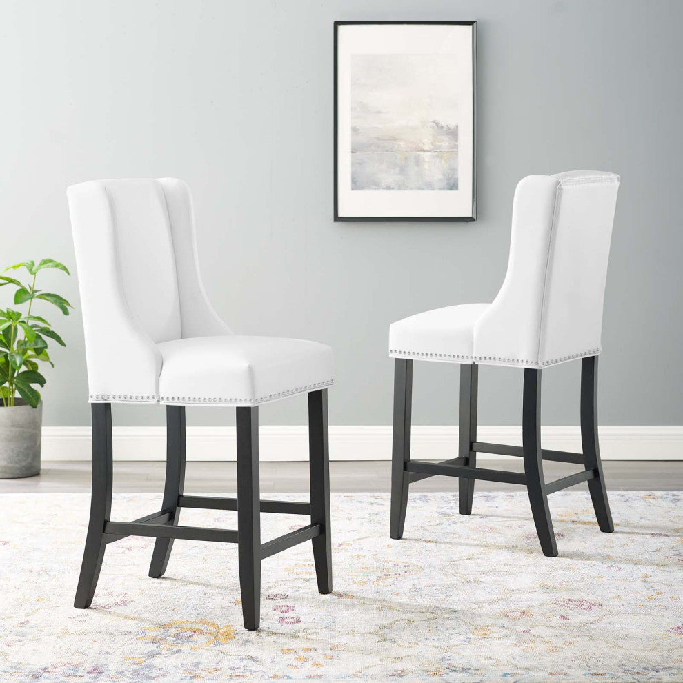 Baron Counter Stool Faux Leather Set of 2 - White