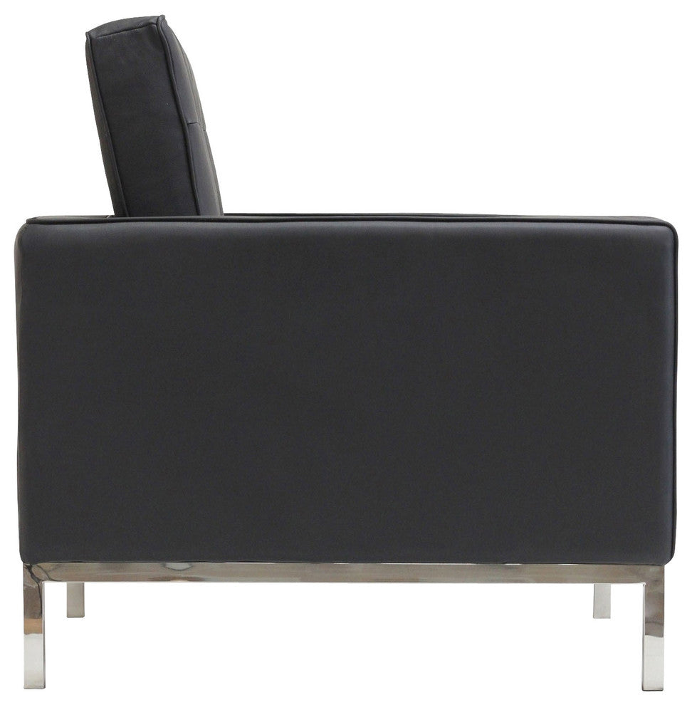 Modern Contemporary Living Room Leather Armchair Black