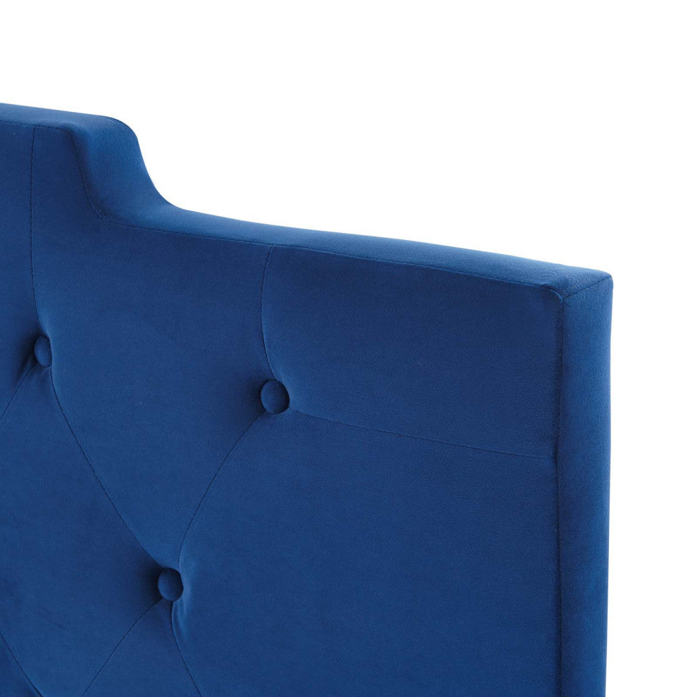 Tufted Headboard, King Size, Velvet, Blue Navy, Modern Contemporary, Bedroom
