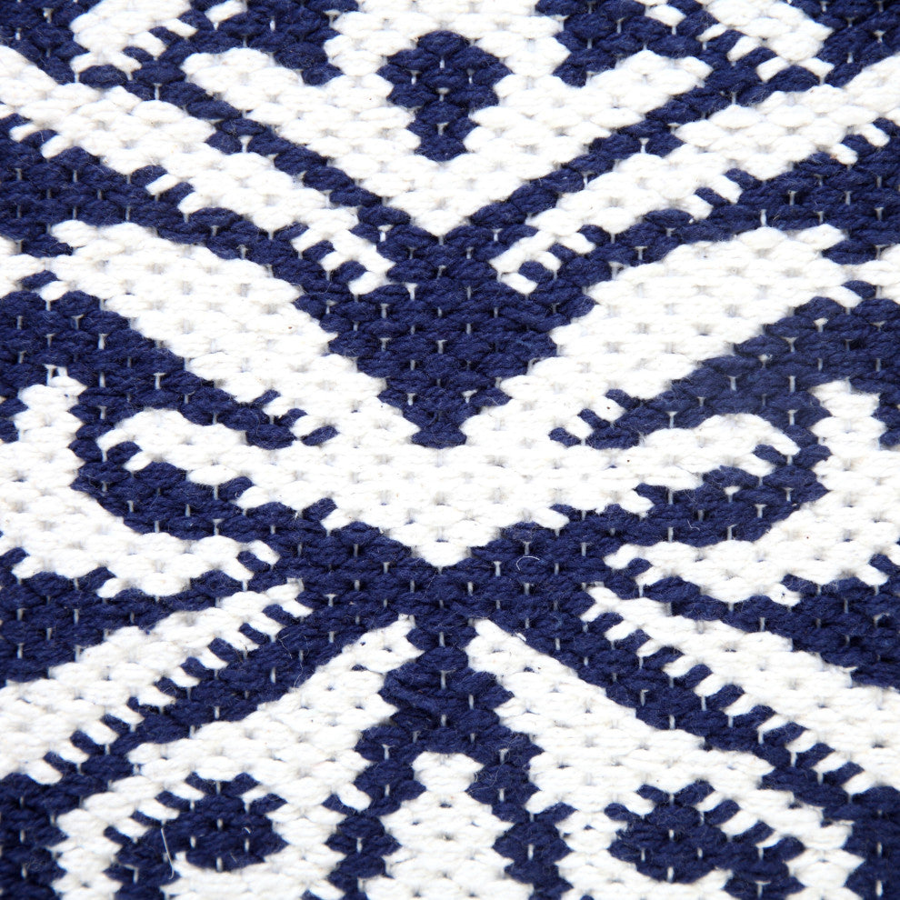 Ox Bay Machine-Made Blue/White Medallion Cotton Blend Pillow Cover, 20"x20"