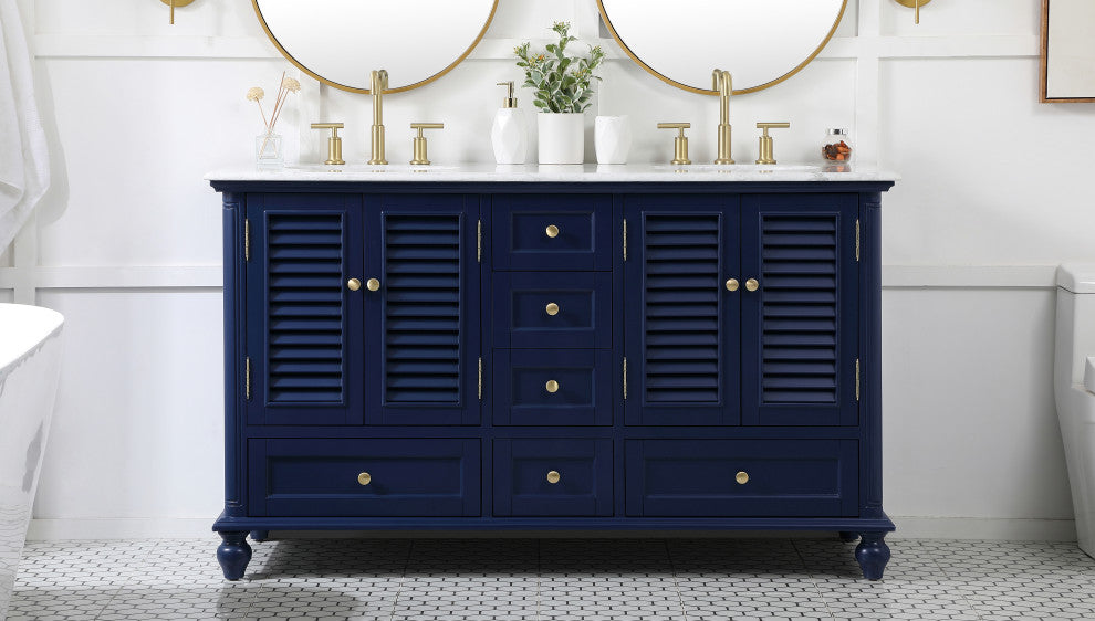 Rhett 60" Double Bathroom Vanity, Blue
