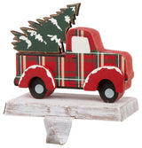 6.12" Wooden/Metal Red Truck Stocking Holder