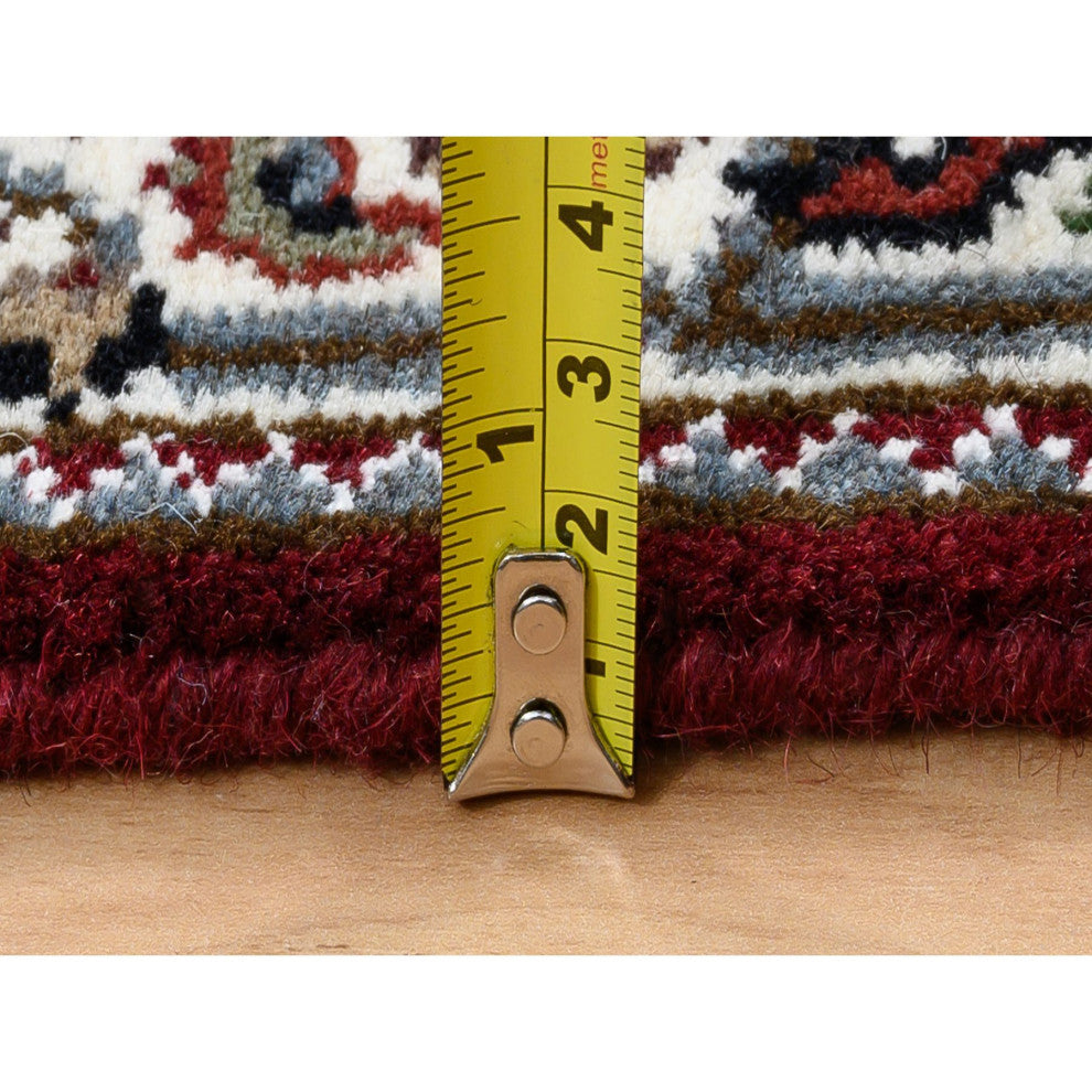 Red Herati Wool and Silk 175 KPSI Hand Knotted Runner Rug, 2'1"x13'10"