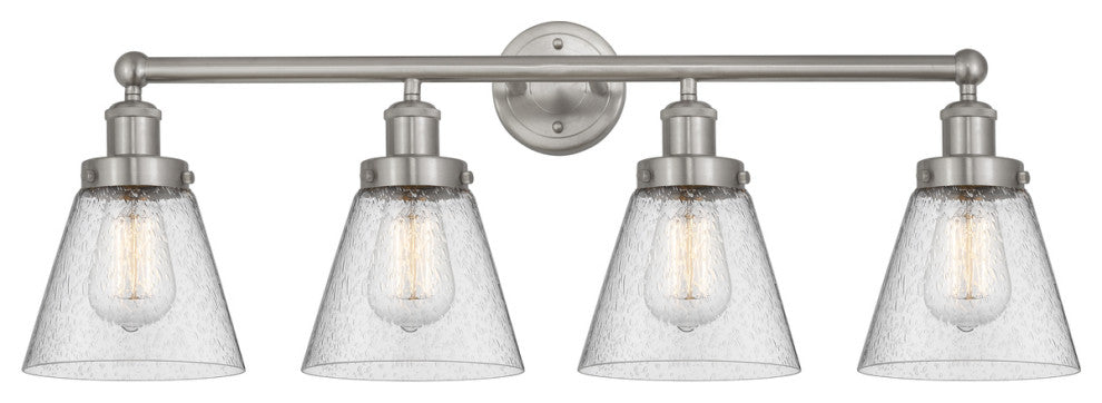 Cone 4-Light 33.5" Bath Vanity-Light Brushed Satin Nickel