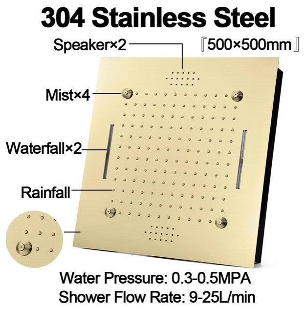Remote Controlled Rainfall Led Shower System, Style 4- Touch Panel Light
