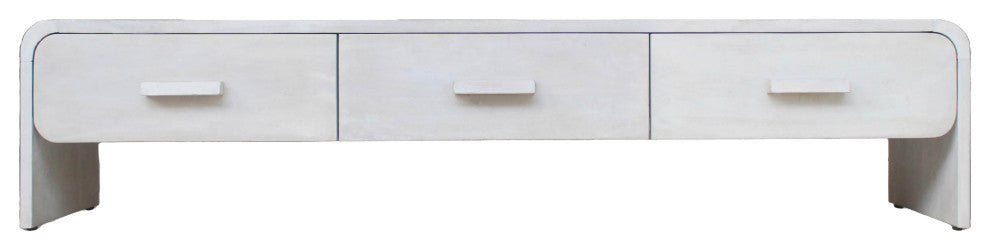 Wood, 71"L Media Stand, 3 Drawers, Whitewash