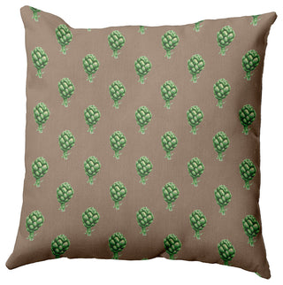 Artichokes Pattern Decorative Indoor/Outdoor Pillow, Doe, 16"x16"