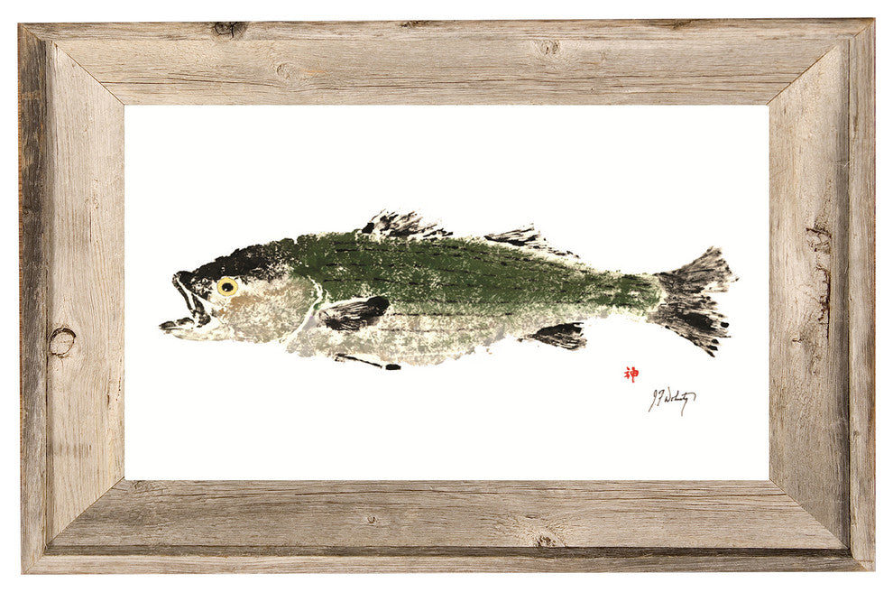 Gyotaku Striped Bass Framed Art Print