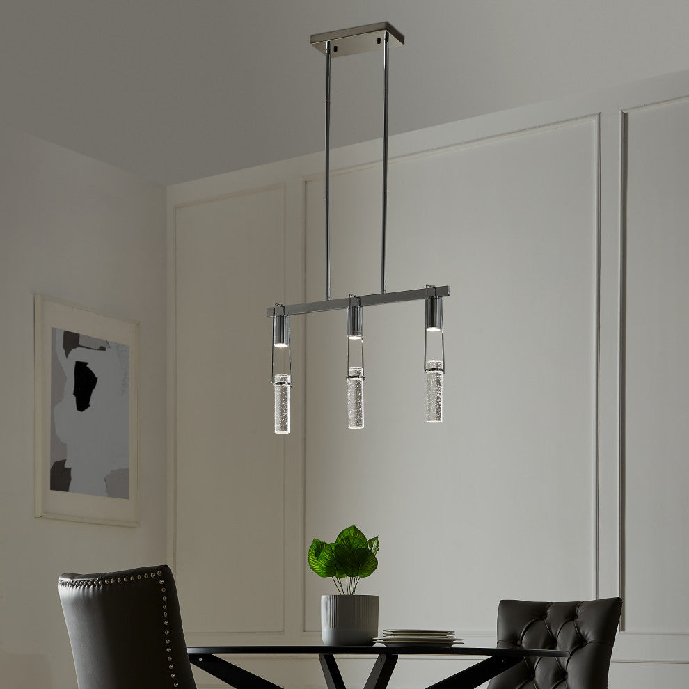 Harmony 3 Acrylic Dimmable LED Chandelier, Chorme, Without Smart Dimmer