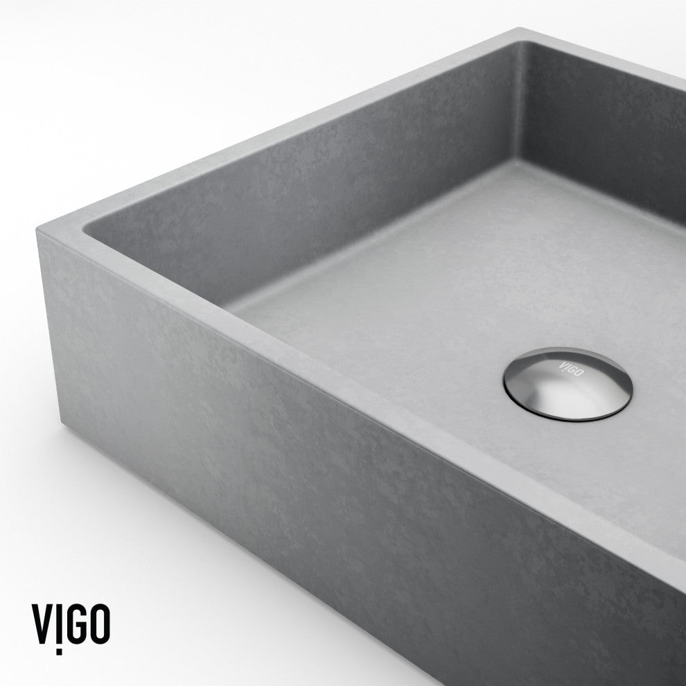 VIGO Alhambra 15"L x 15"W x 5"H Concreto Stone Square Bathroom Vessel Sink