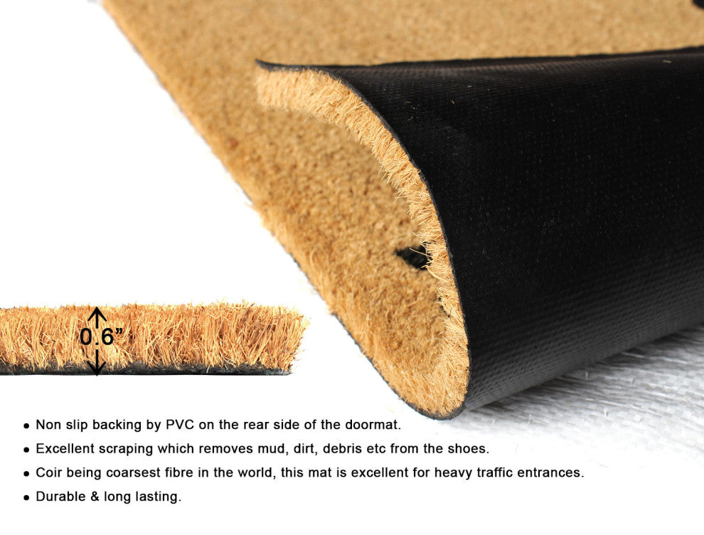 RugSmith Black Machine Tufted Hello-Good Bye Doormat, 18" x 30"