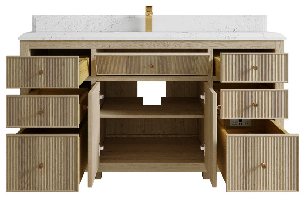Sonoma Oak 60 Single Bathroom Vanity with 1.5" Empira White Quartz
