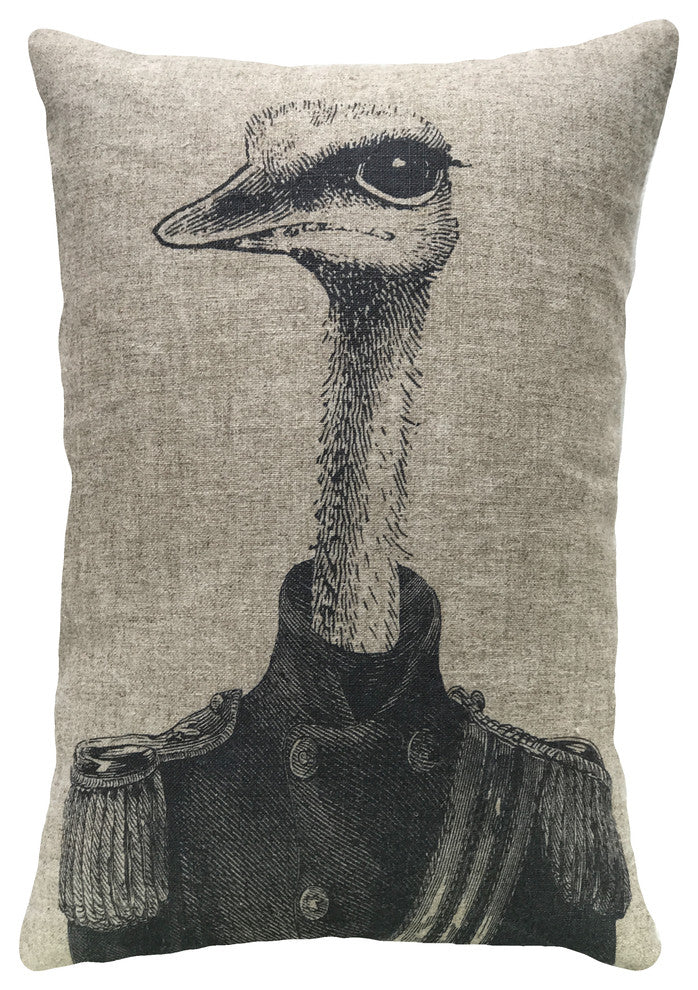 Ostrich Linen Pillow, 18"x12"