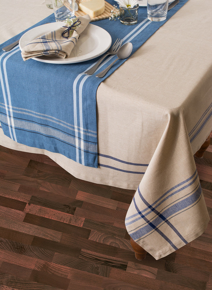 DII Nautical Blue French Stripe Tablecloth 60"x84"