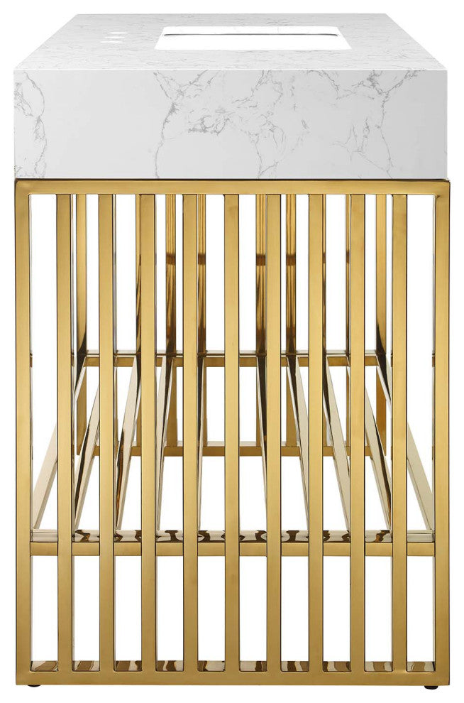 Gridiron Bathroom Vanity, White Gold