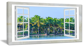 "Open Window To Seashore Palms" Seashore Wall Art, 32"x16"