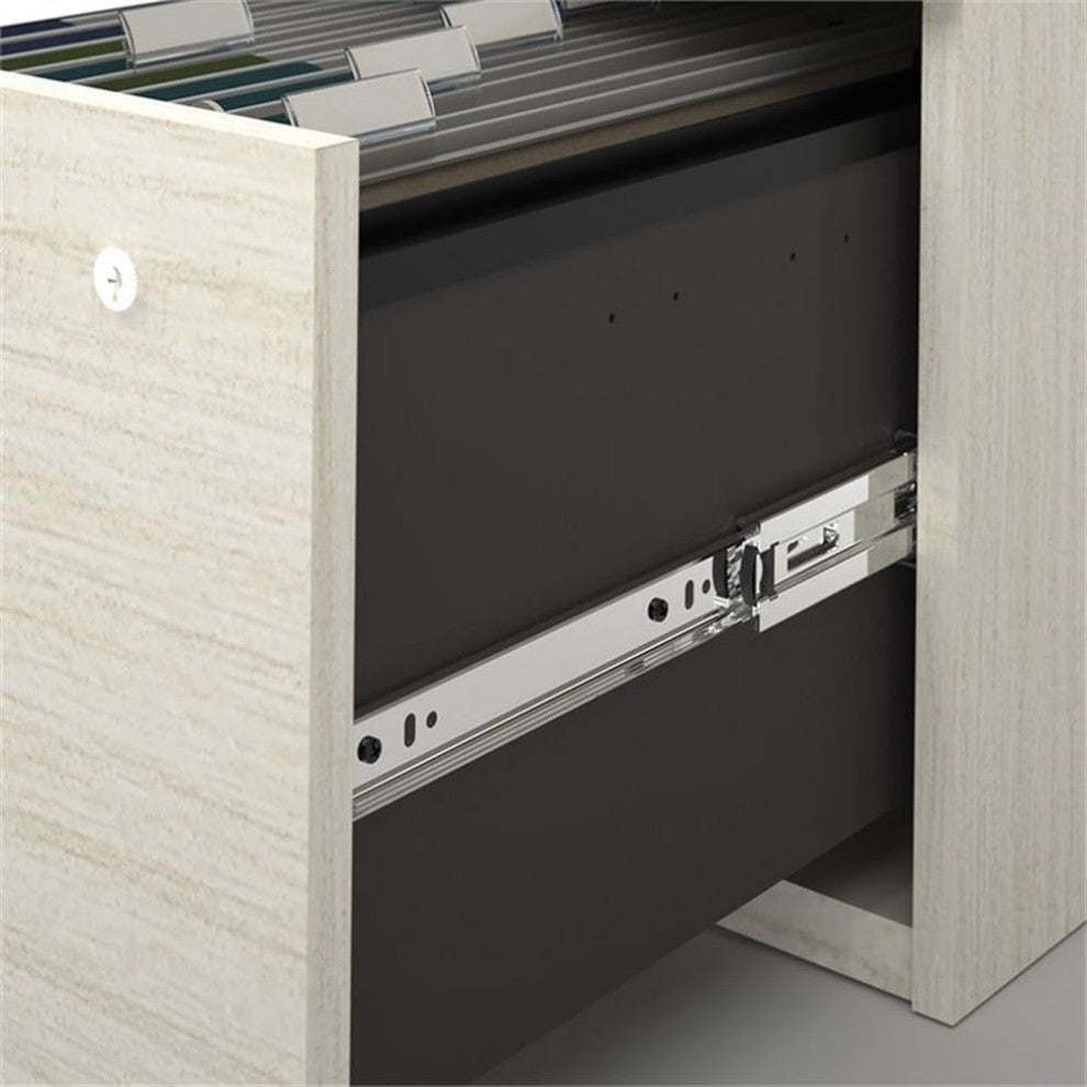 Bestar Logan Modern Wood U Shape Computer Desk with Hutch in White Chocolate
