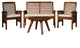 4-Piece Acacia Wood Conversation Set - Dark Brown
