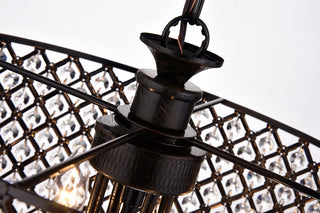 Marya 4-Light Black Metal Round Beaded Drum Chandelier Hanging Crystals Glam