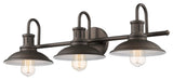 3 Light Rustic Bathroom Fixture in Oiled Bronze