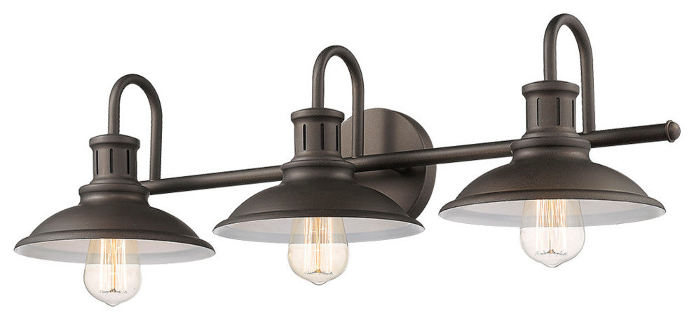 3 Light Rustic Bathroom Fixture in Oiled Bronze