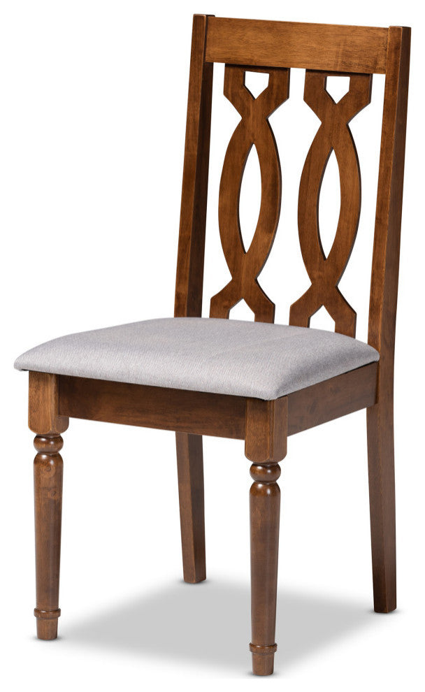 Sutter Gray Upholstered and Walnut Brown Wood 5-Piece Dining Set