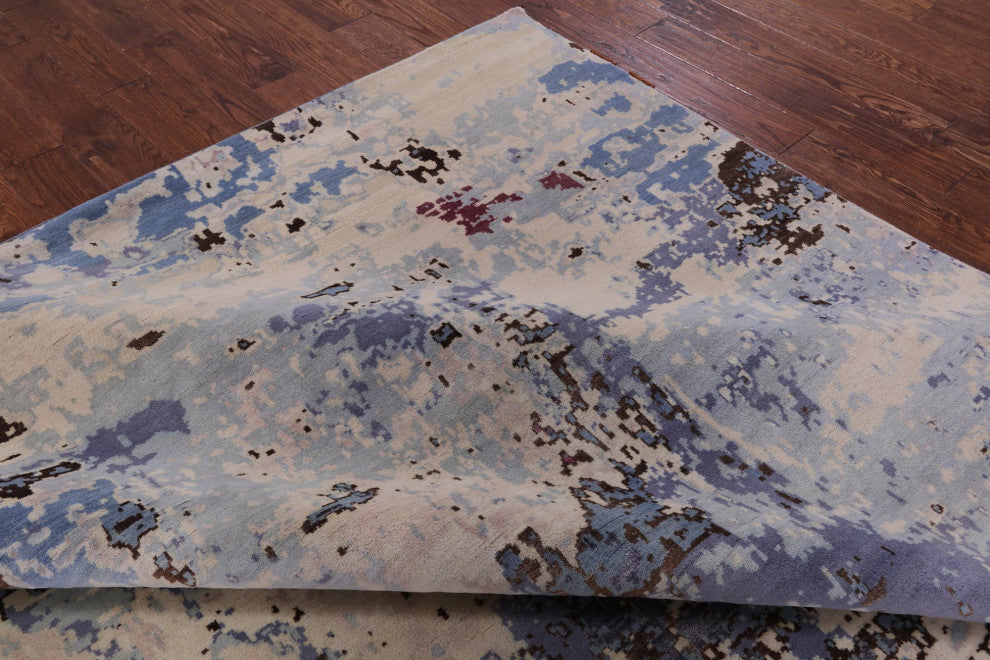 Abstract Handmade Wool and Silk Rug 7' 11" X 10' 1" Q6341