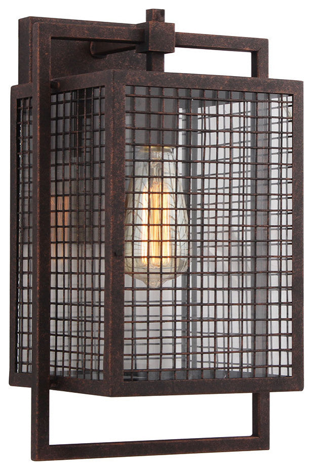 Garraux 1 Light Wall Sconce Rust Clear, 9"