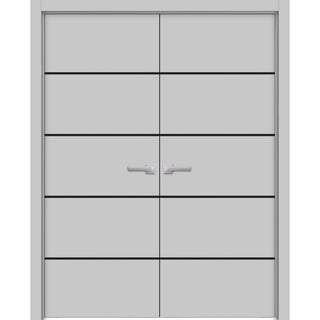 Solid French Double Doors 60 x 80 | Planum 0015 Grey Matte with