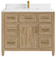 Santa Monica 42 Single Sink Bath Vanity in Whitewashed Teak 1.5" Calacatta Laza