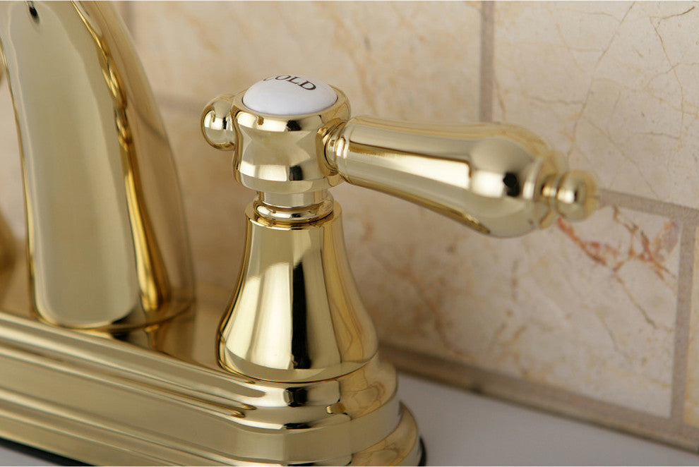 4" Centerset Bathroom Faucet WithBrass Pop-Up, Polished Brass