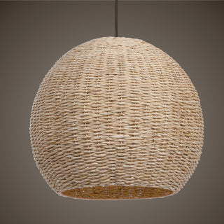 Elegant Large Round Seagrass Dome Pendant 1 Light Woven Sphere Ball Casual