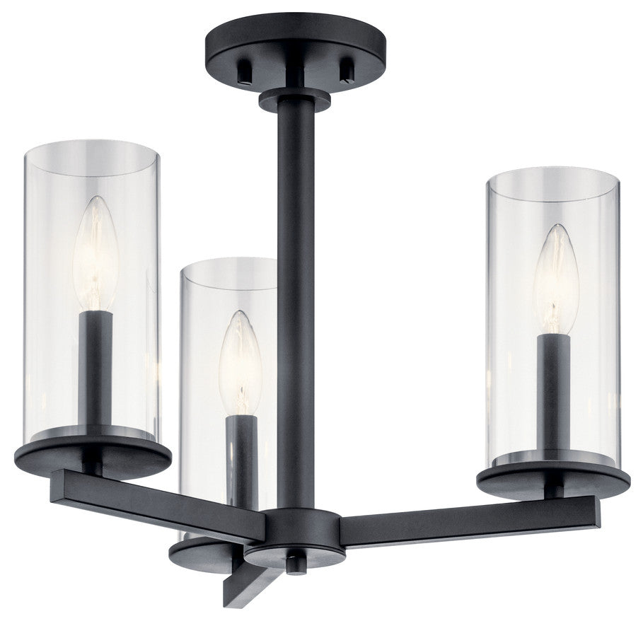 Crosby Black Chandelier/Semi Flush 3-Light