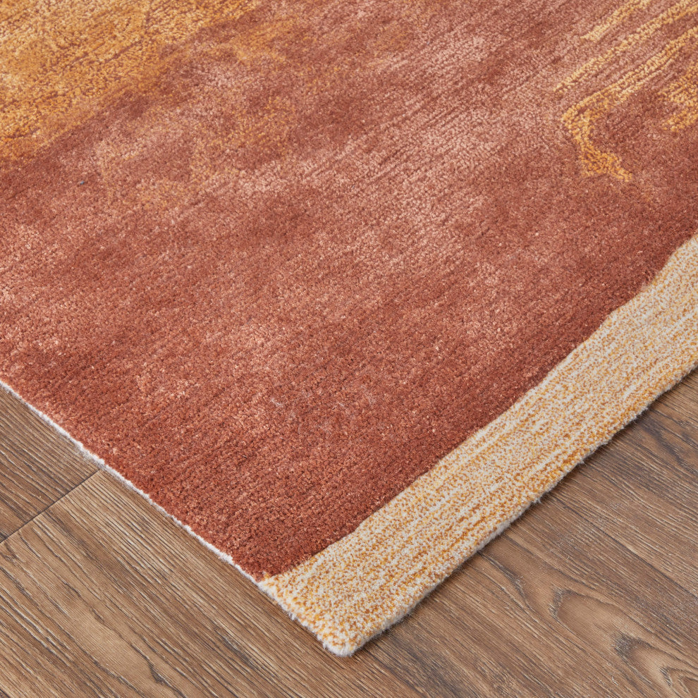 Ramiro R8921 Transitional/Industrial/Casual Area Rug, Terracotta/Ivory, 12'x15'